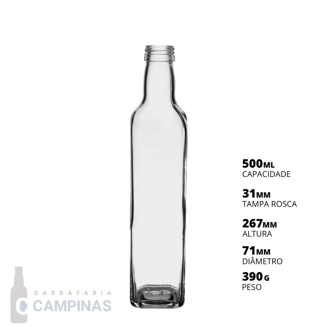 Garrafaria Campinas - cod: azeite500 - GARRAFA AZEITE QUADRADA 500ML